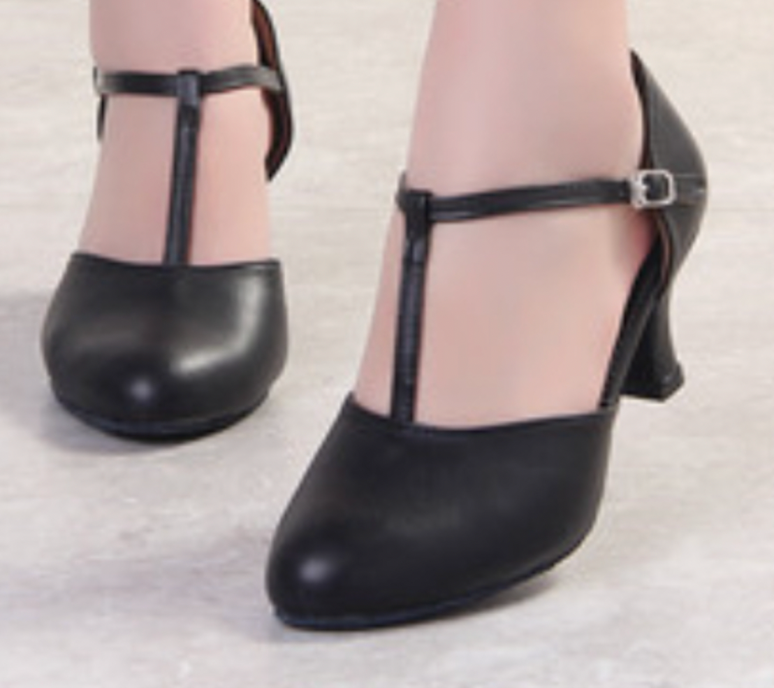 CLASSIC - Black T-Bar Character Shoes 2.5inch heel