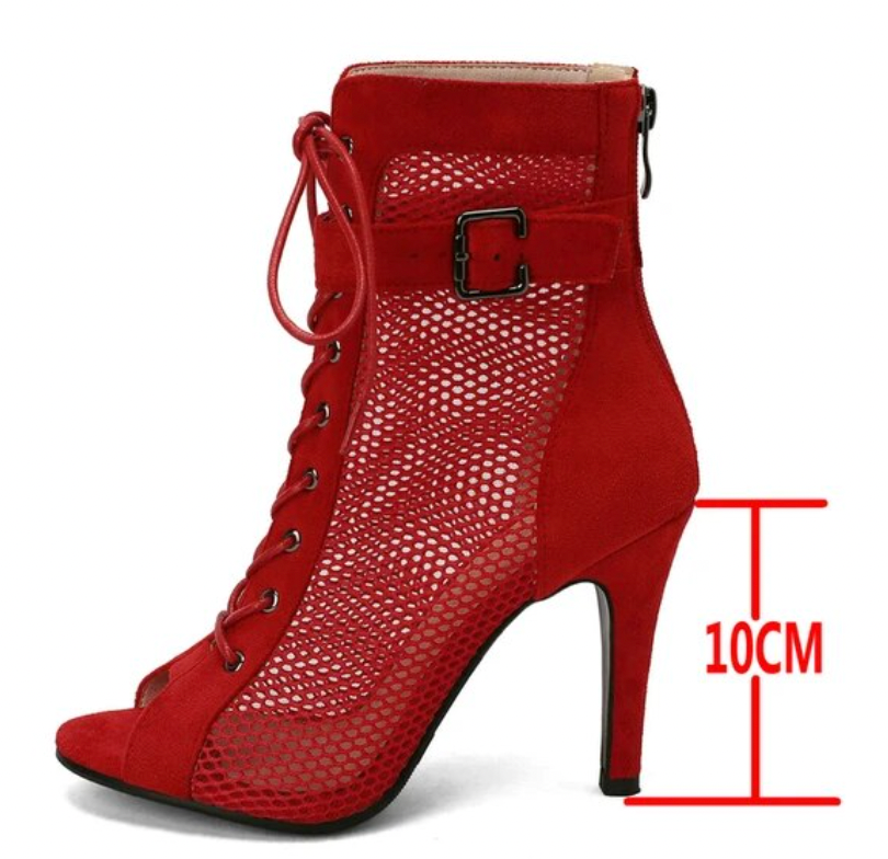 VALUE PRO - Lace-Up Boot Heels with Zip & Buckle in ROUGE