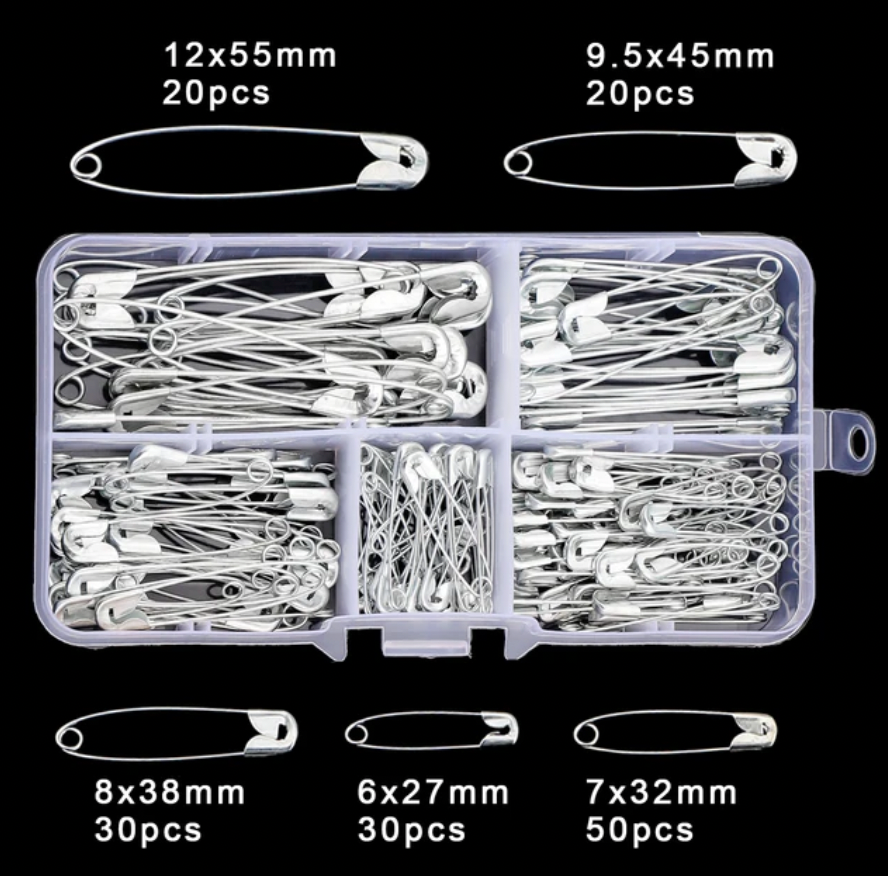 ESSENTIALS: Double Sided Tape (2 rolls with holder) & Safety Pins (150) Bundle